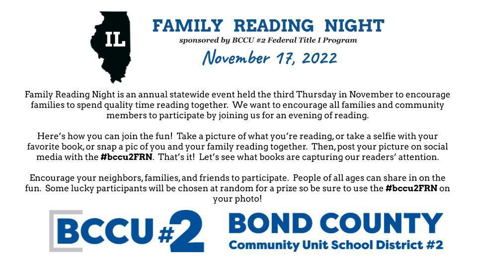 Thursday, November 17, 2022 is Family Reading Night across the state of Illinois